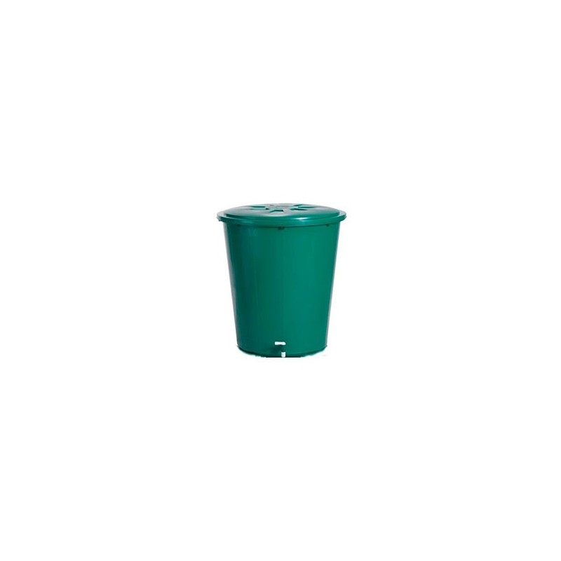 Depósito de agua para riego redondo verde con tapa